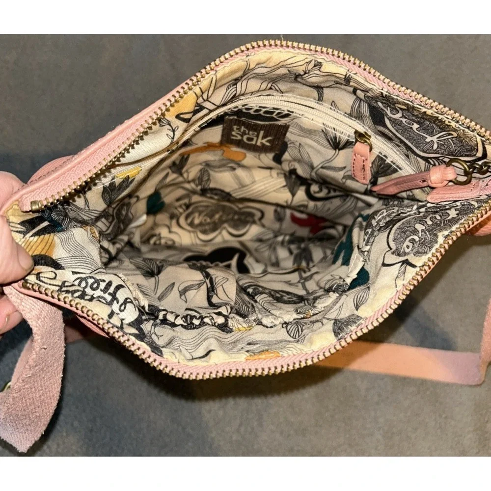THE‎ SAK Shoulder / Crossbody Handbag Purse Pink Pebbled Leather Tote Bag
